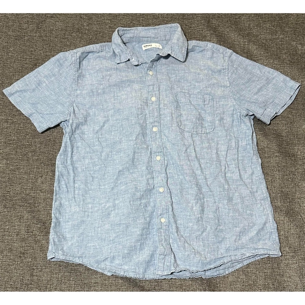 Sonoma Men's L Blue Short Sleeve Shirt